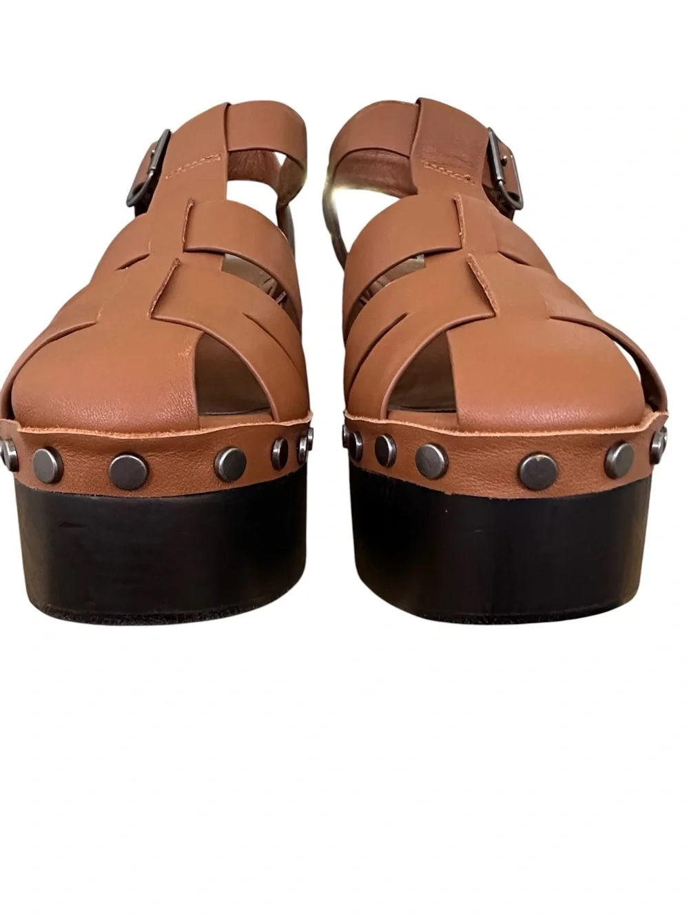 Artisan Crafted by Zigi Lorenza Leather Platform Fisherman Sandals Studded Clogs